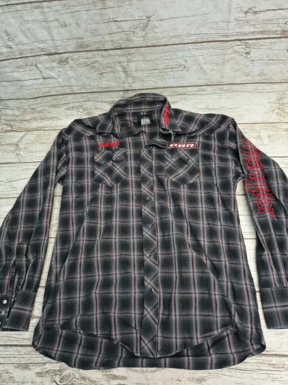 Wrangler PBR Professional Bull Riders Plaid Western Snap Shirt